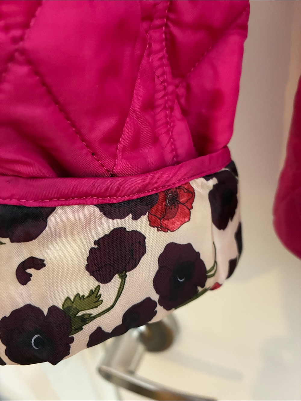 Girls Barbour Pink Quilted Jacket with Floral Lining XXL EUC - Picture 4 of 8
